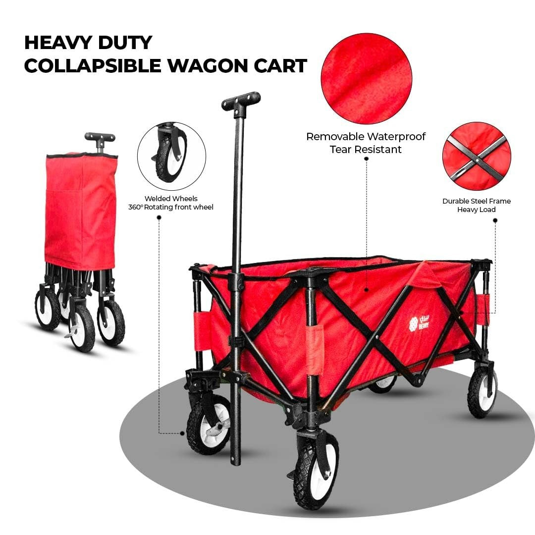 Heavy Duty Folding Garden Trolley Cart 80KG Beach Wagon with Adjustable Handle