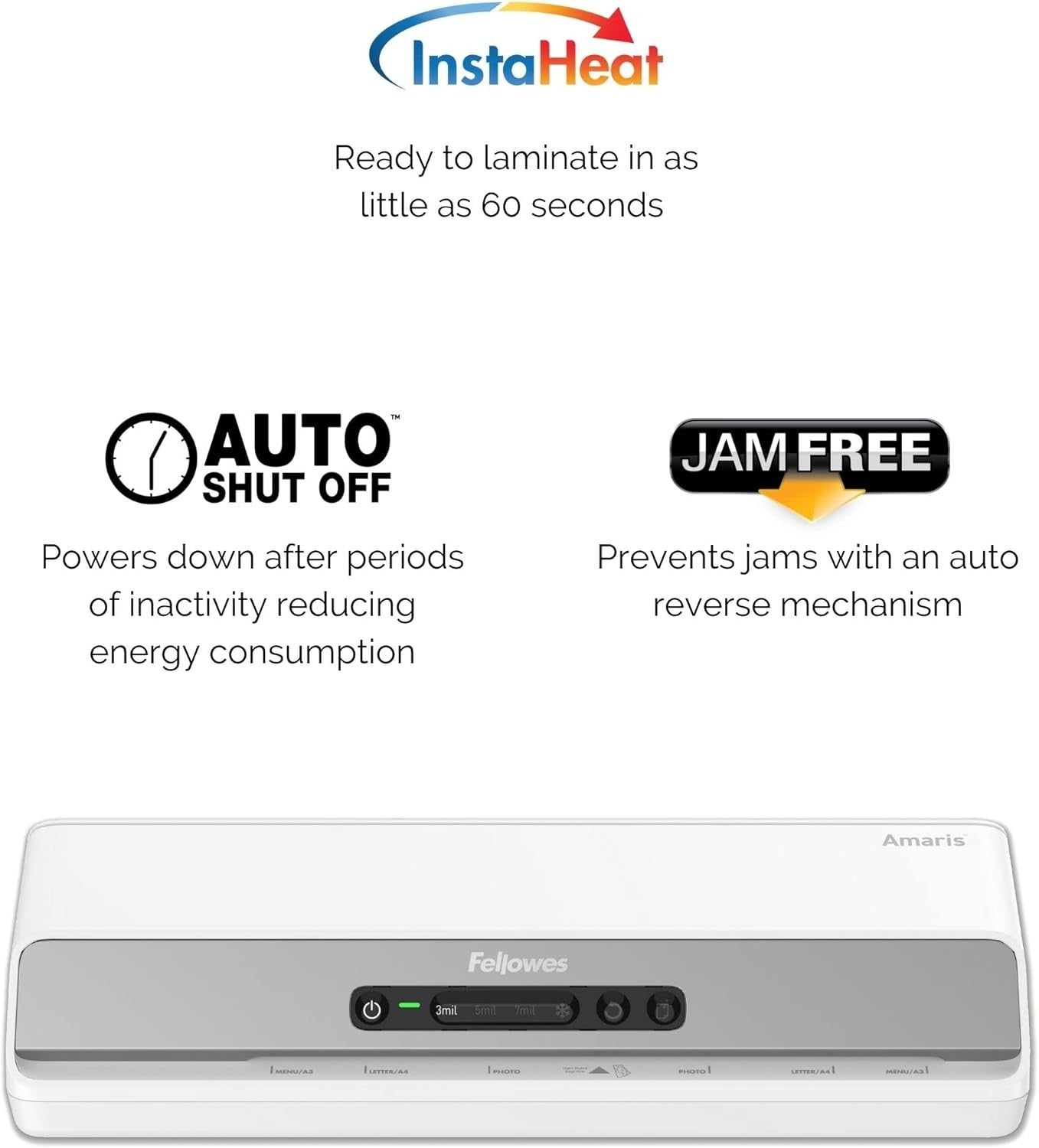 A3 Laminator 60s Warm-Up Anti-Jam Auto Shut-Off 80–175 Micron