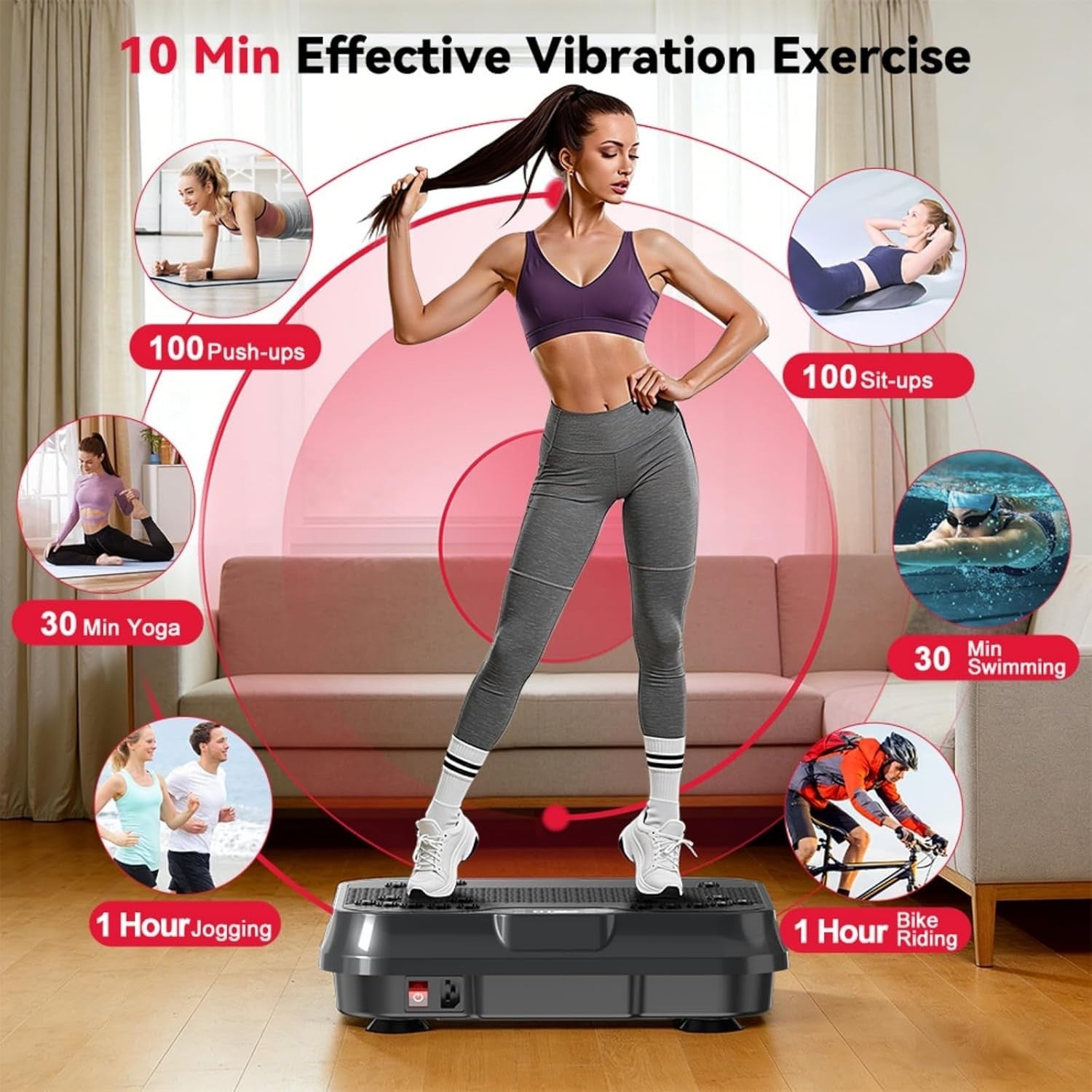 Dual Motor Vibration Plate 250 Speeds Bluetooth Home Workout