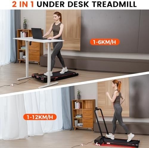 Foldable Under Desk Treadmill 12KM/H Incline LED Remote Black