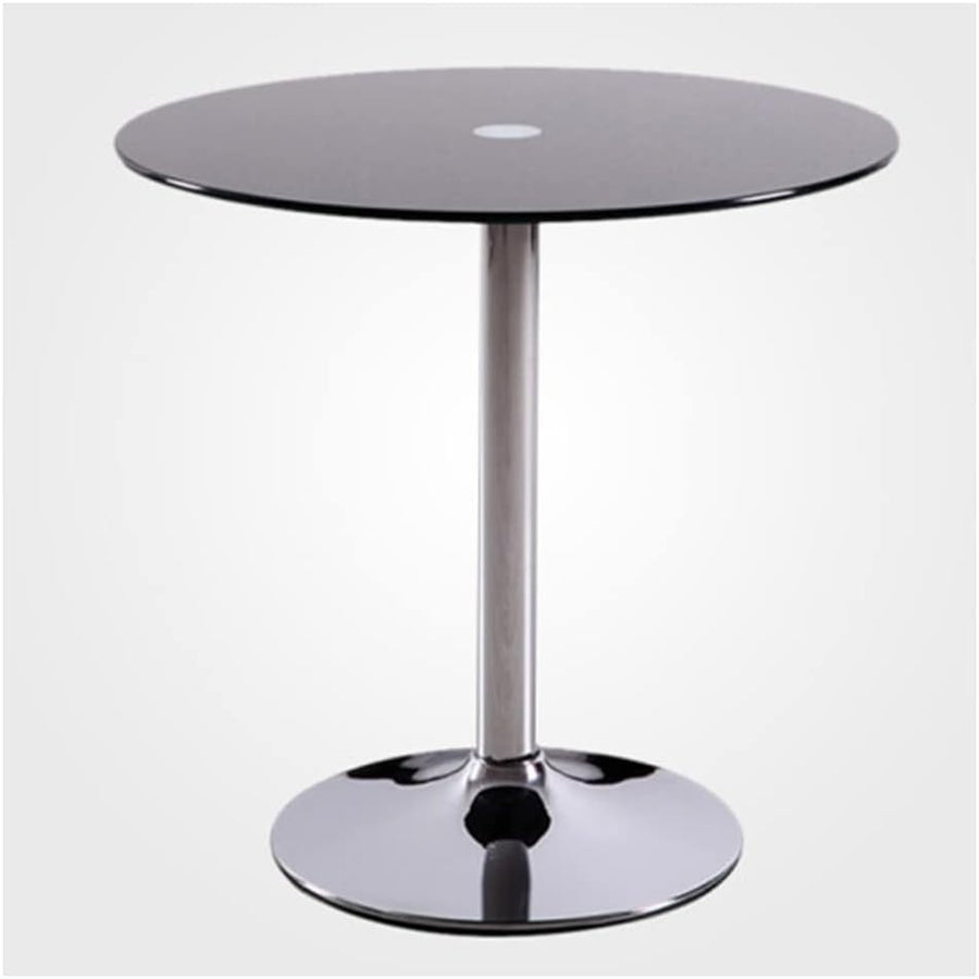 Round Glass Dining Table 70cm Tempered Top Black Chrome Base 2-4 Seater Modern