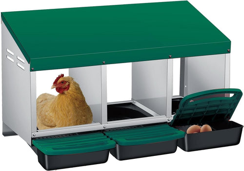 Galvanised Steel 3 Chamber Chicken Nest Box Pull Out Tray