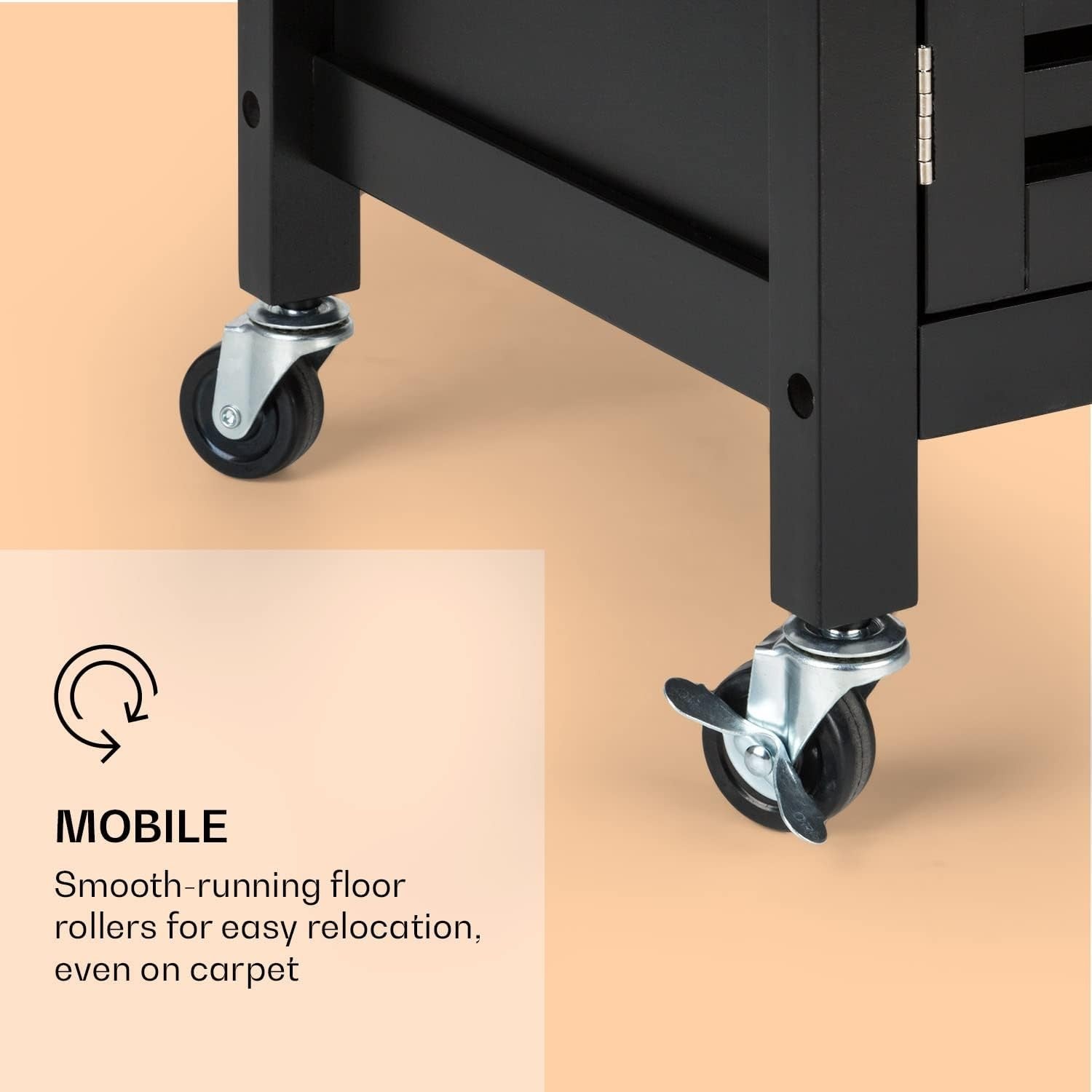 Black Slim Kitchen Trolley 5 Tier Rolling Cart
