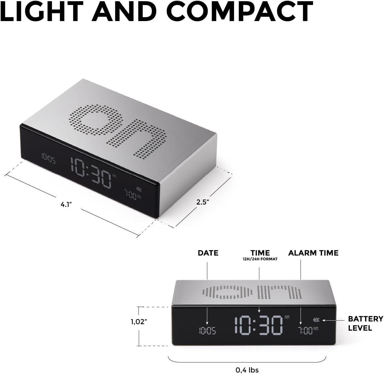 Red Flip Digital Alarm Clock Rechargeable LCD Touch Snooze Compact