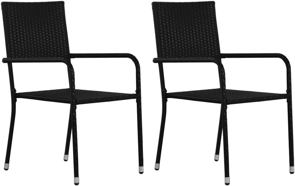 Stackable Garden Dining Chairs Set of 2 Poly Rattan Patio Balcony Seat