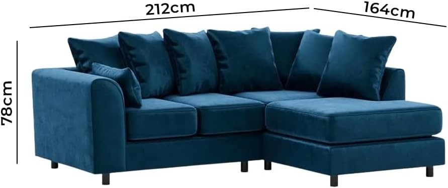 Blue Plush Velvet 4 Seater L Shape Corner Sofa – Modular, Comfy & Stylish