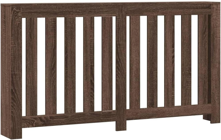 Brown Oak Radiator Cover Shelf | Slatted Wood Design 149x20x82cm