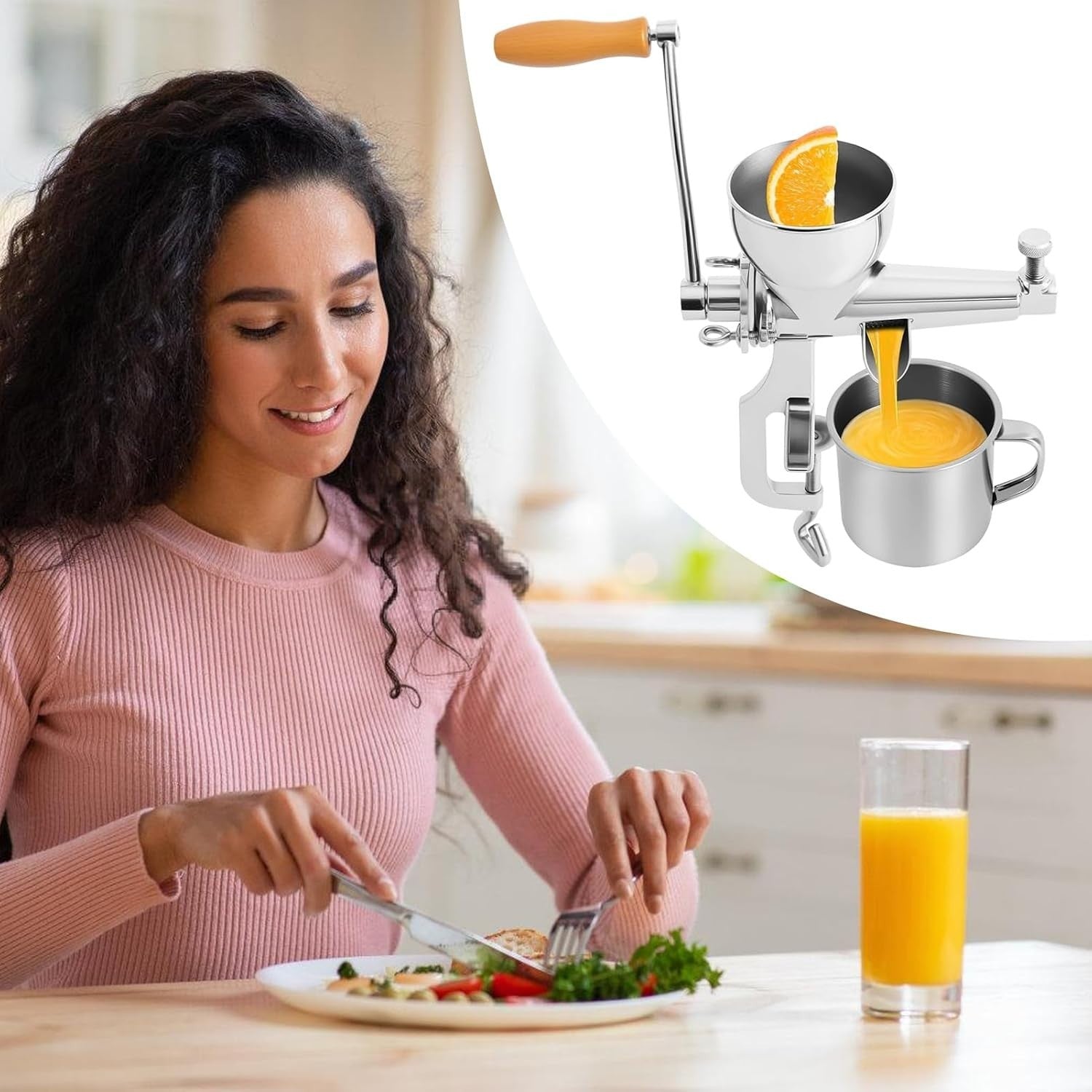 Manual Masticating Juicer Stainless Steel Crank Slow Press Wheatgrass