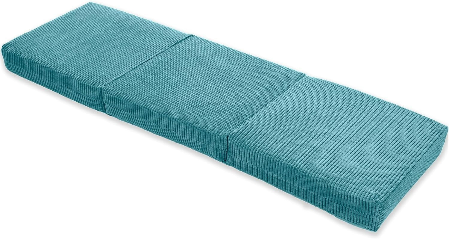 Z Bed Chair Futon Mattress Teal Fold Out Single Sofa Bed Footstool Seat