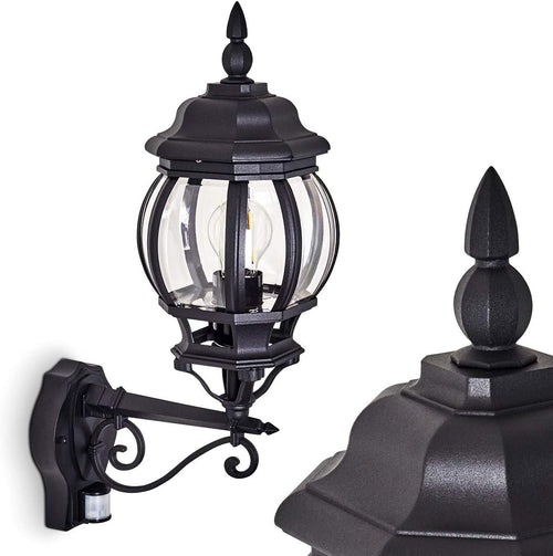 Hofstein Lentua Outdoor Wall Light w/ Motion Sensor – Black IP44