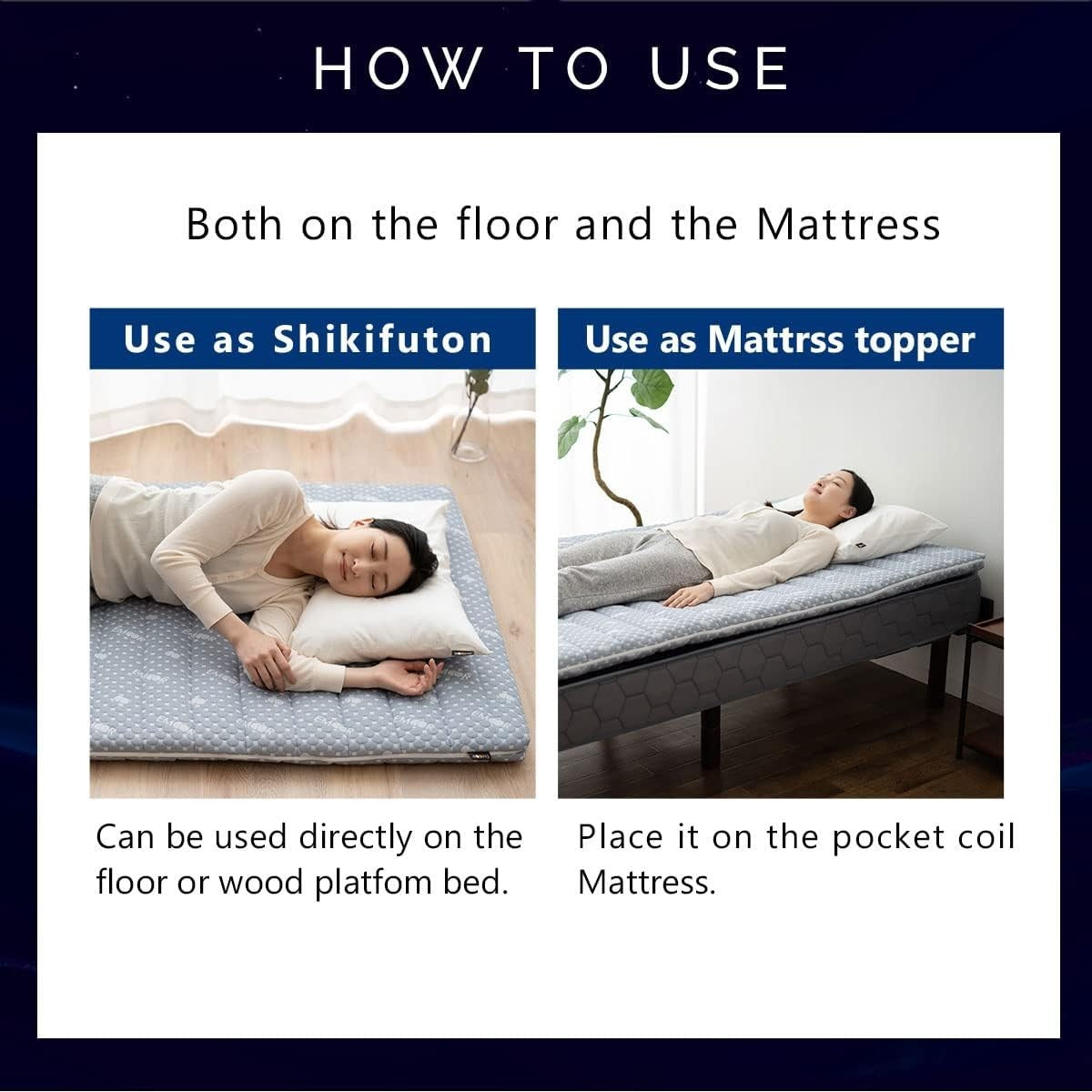Japanese Floor Futon Mattress Single | Tatami Foldable Foam Topper Bed
