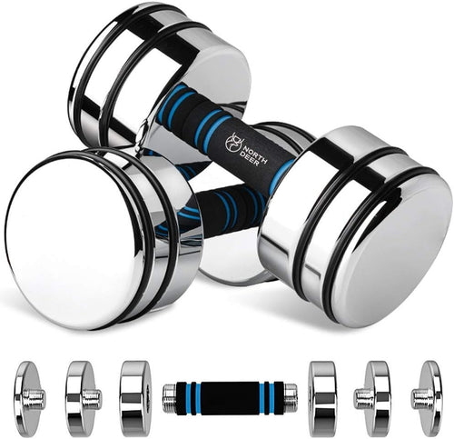 Ultra Compact Steel Adjustable Dumbbells Pair 2.5–25kg Foam Grip