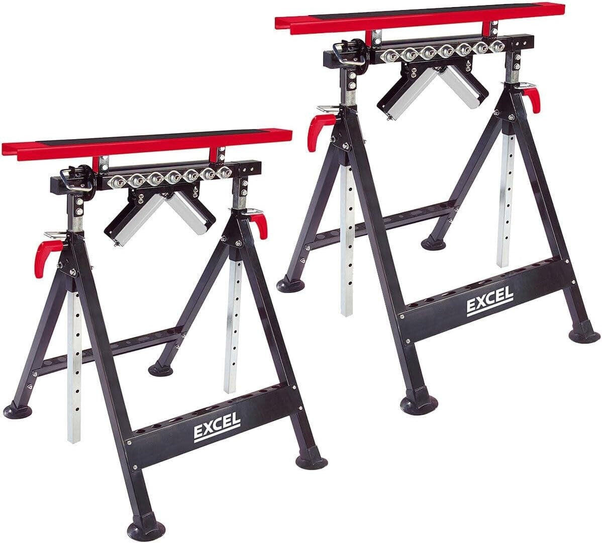 2x 4in1 Adjustable Roller Stand Workbench Trestle Multi Support Foldable