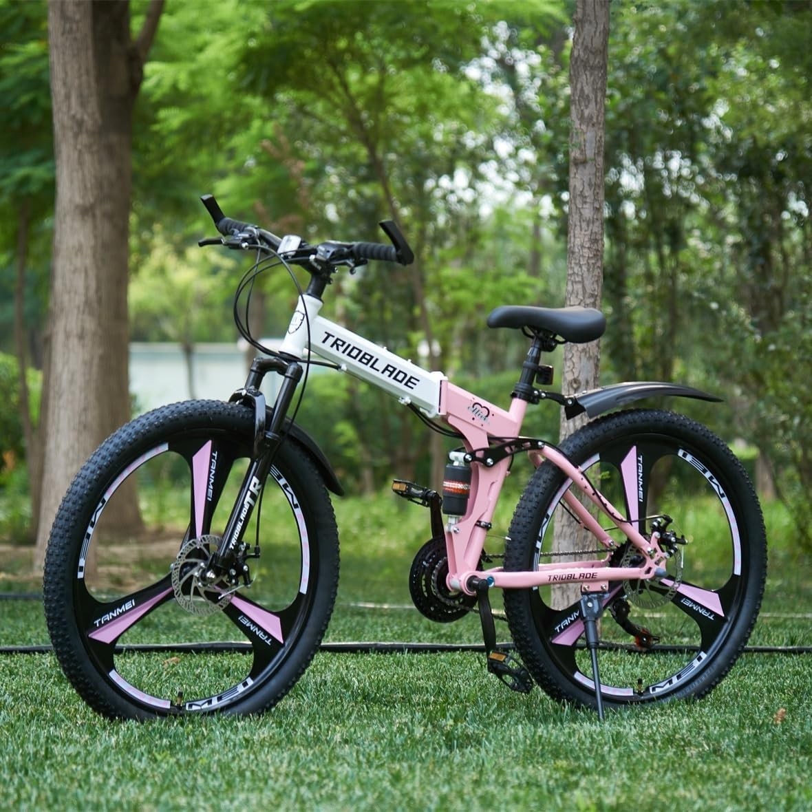 27.5" Folding Mountain Bike 21-Speed Dual Suspension 3-Spoke MTB