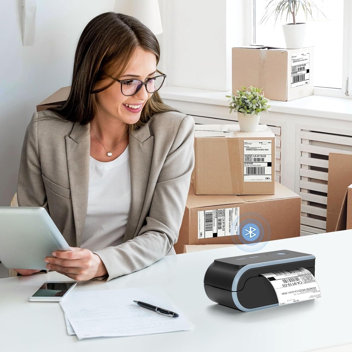 Portable Wireless Shipping Label Printer Blue | 4x6 Thermal, Bluetooth