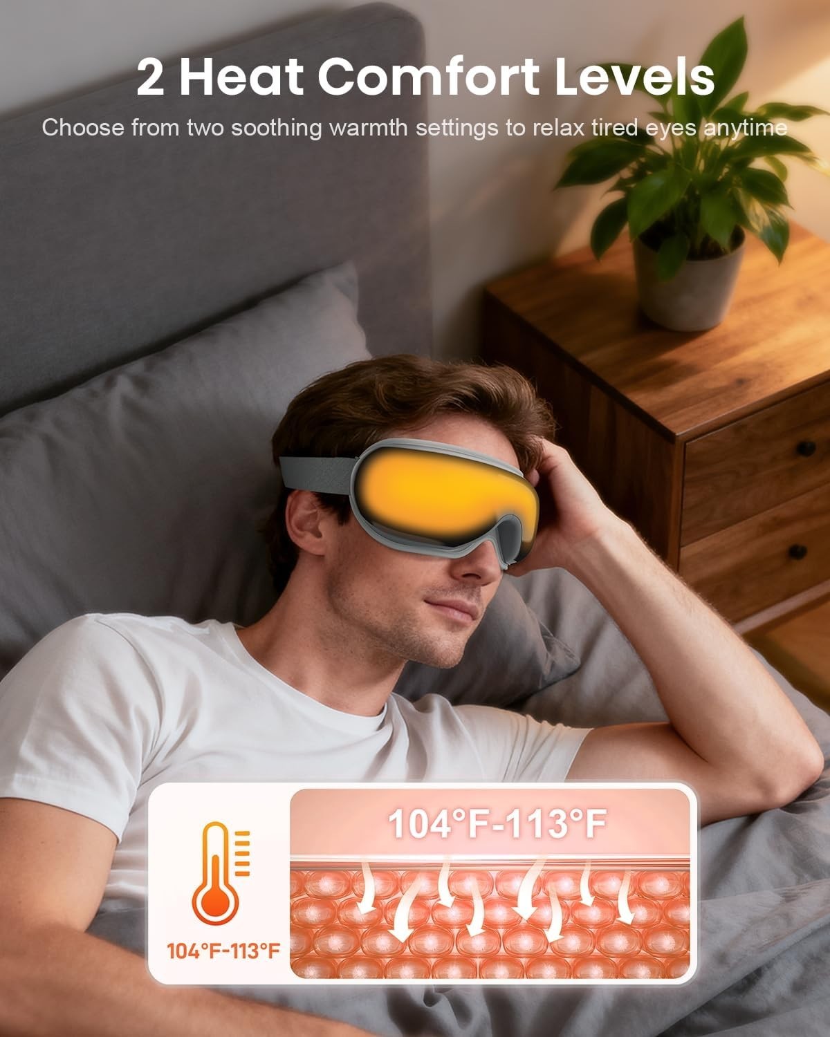 Heated Eye Massager Compression Remote Bluetooth Foldable
