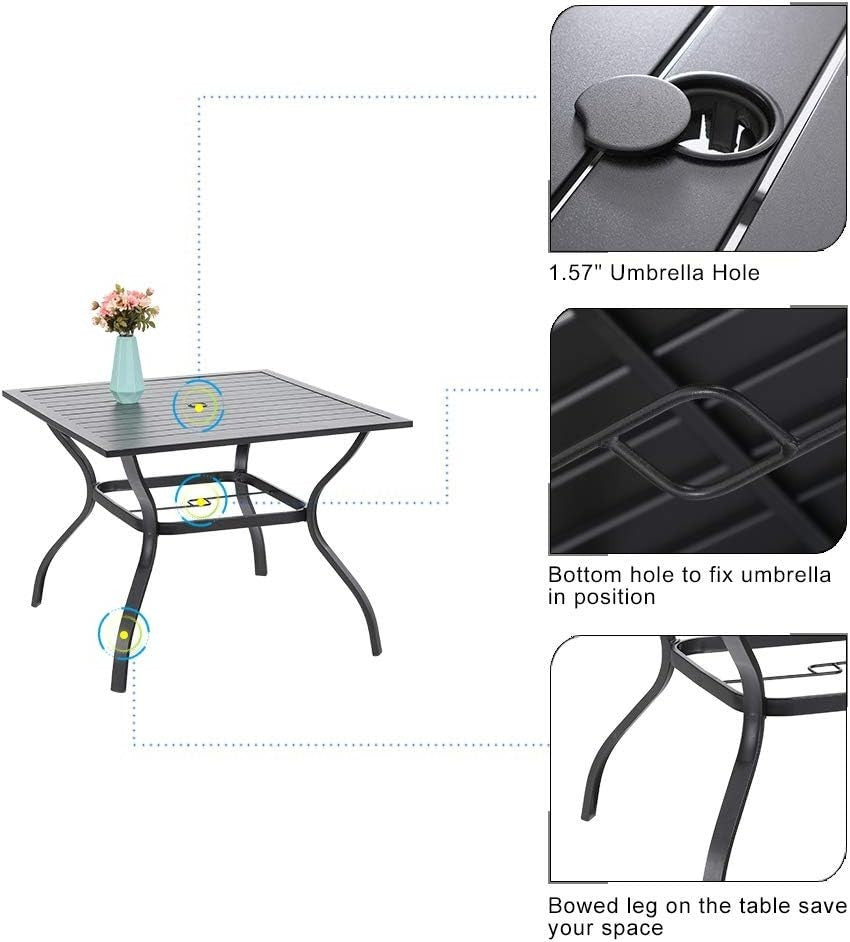 4 Seater Rattan Garden Dining Set Square Table Patio Balcony Bistro Furniture