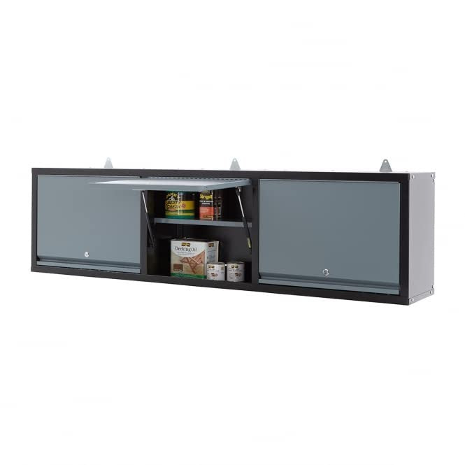 170cm Garage Workbench with Tool Panel Heavy Duty Wood Top Cupboards & Drawer