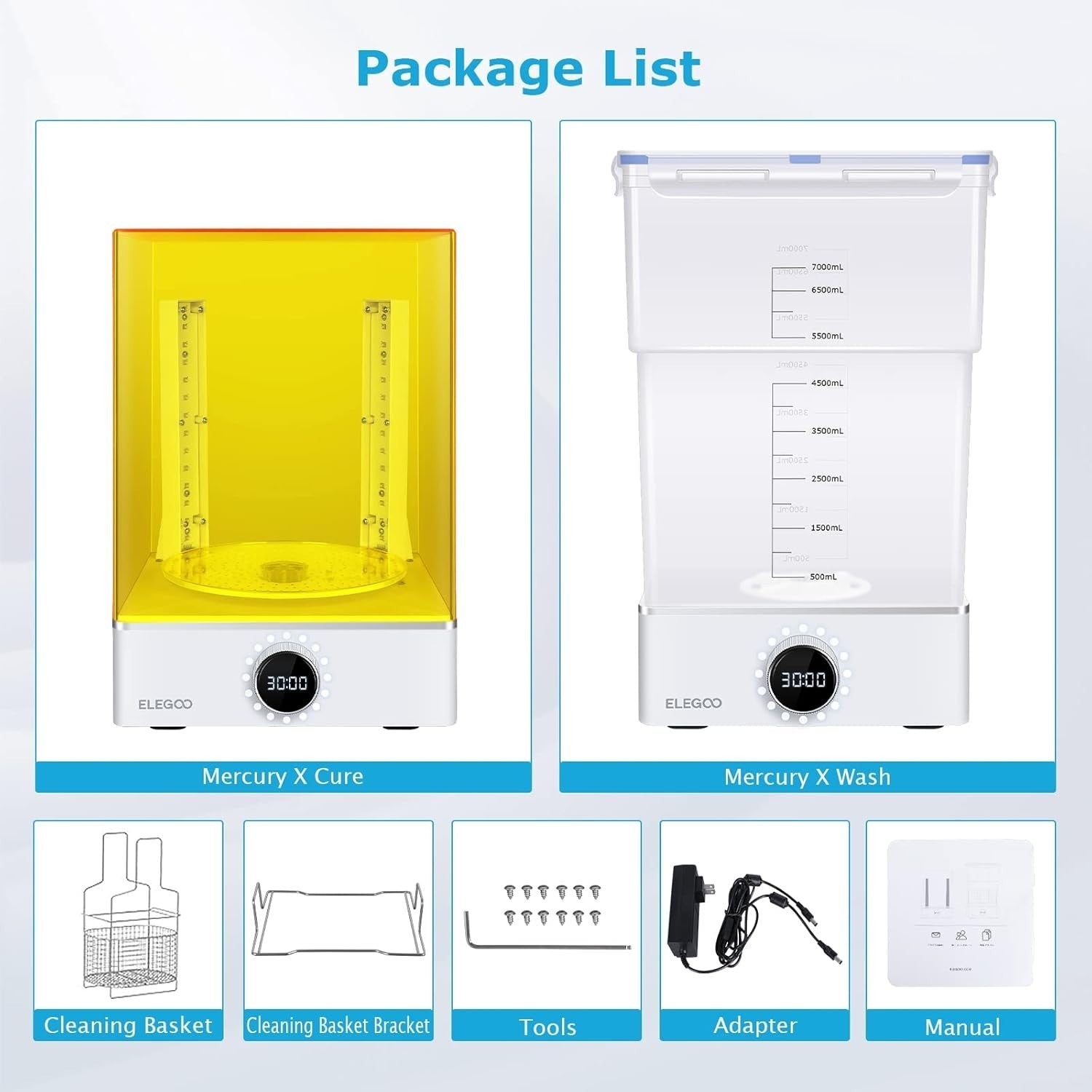 Large Resin Wash Cure Station Dual Machine 360° UV LCD SLA DLP