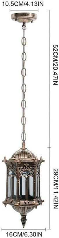 Vintage Outdoor Hanging Lantern, Antique Gold Waterproof Porch Light