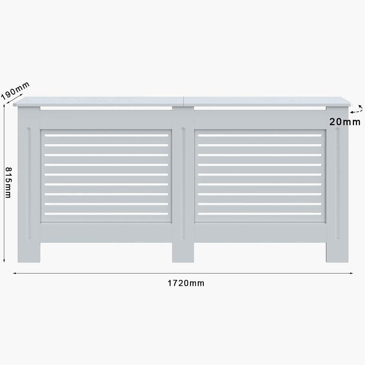 White Radiator Cover Cabinet XL | MDF Horizontal Slat Shelf