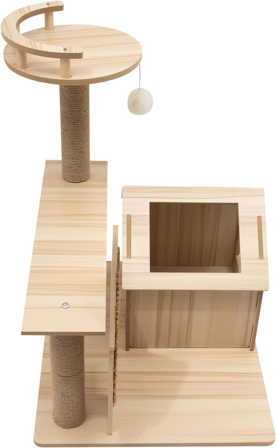 Wooden Cat Tree Play Tower Condo Scratching Post Activity Centre 71cm