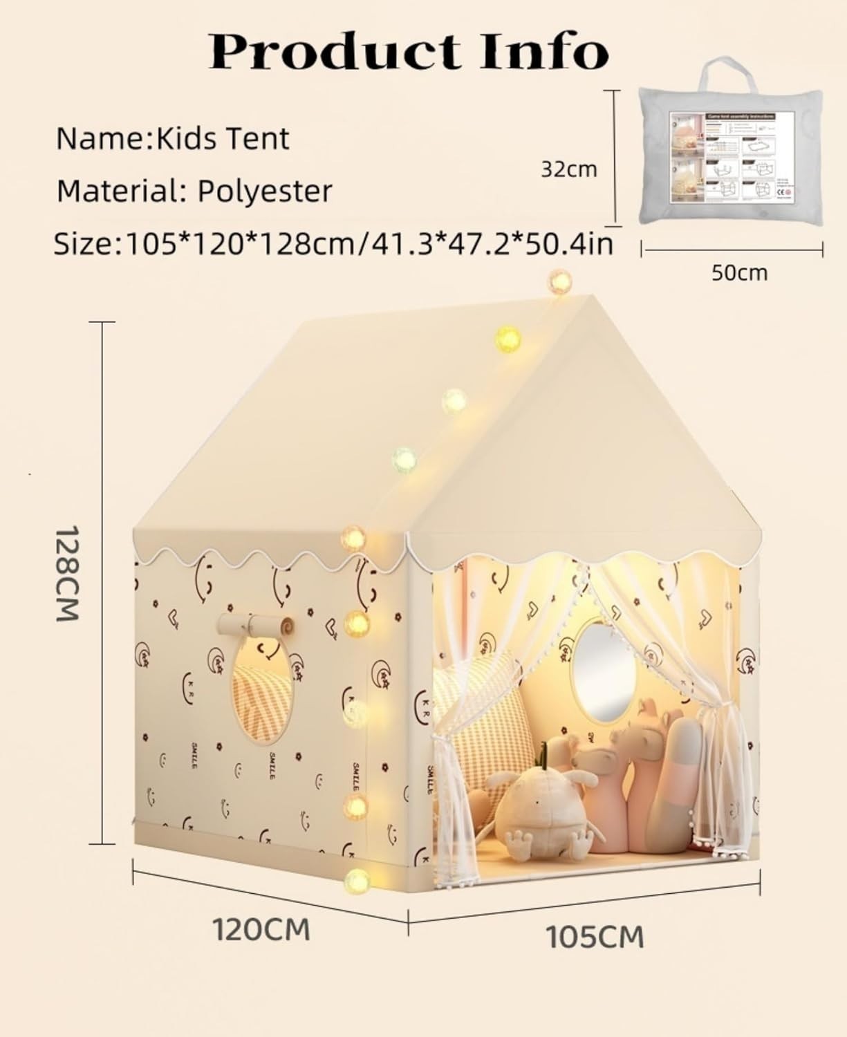 Pink Princess Kids Play Tent Indoor Foldable Castle Playhouse