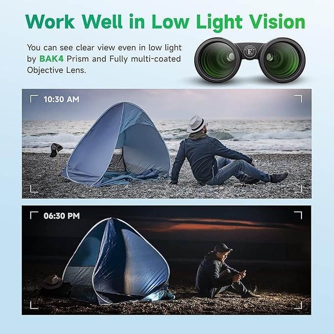 12x42 HD Waterproof Binoculars with Phone Adapter | Clear Low-Light Vision