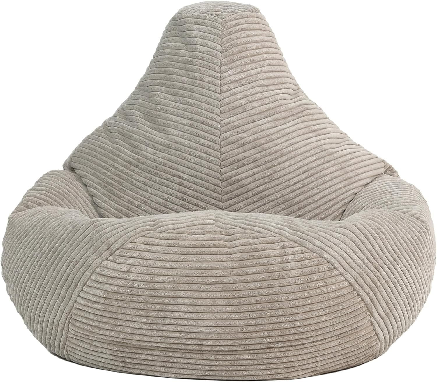 Beige Kids Bean Bag Chair Soft Cord Recliner Seat for Bedroom Lounge Playroom
