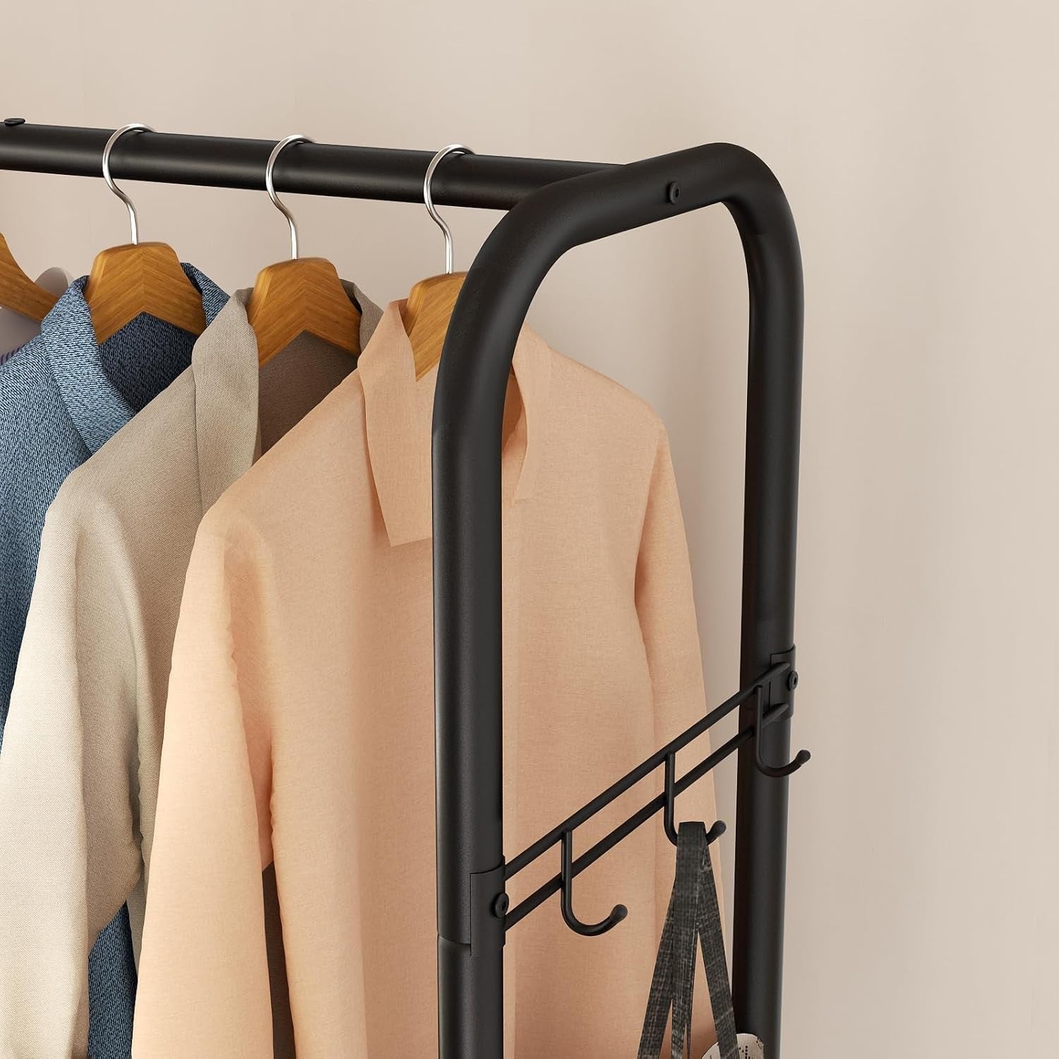 Rolling Clothes Rail with Shelf – Heavy Duty Black Rack 81×30×183cm