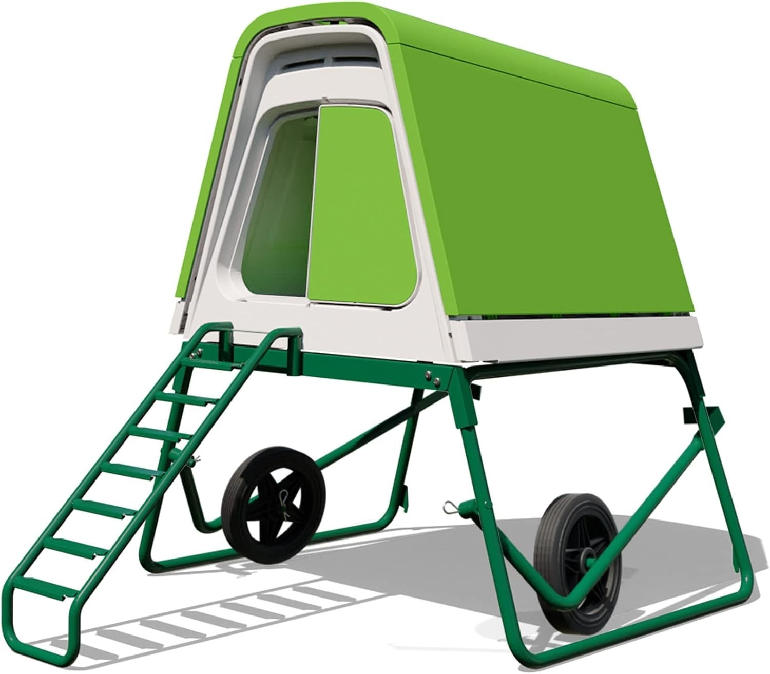 Raised Plastic Chicken Coop with Wheels Weatherproof 4 Hens