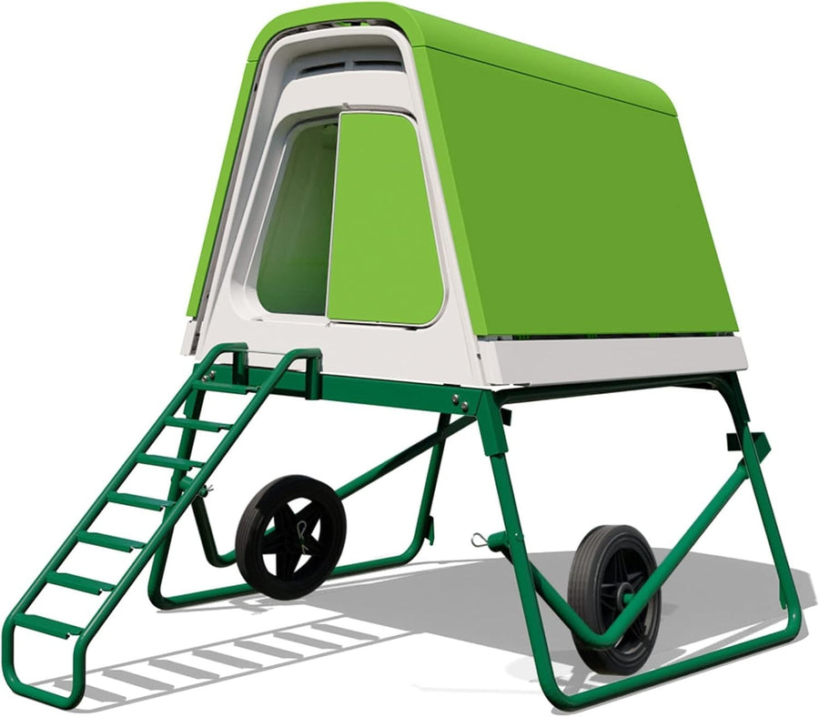 Raised Plastic Chicken Coop with Wheels Weatherproof 4 Hens