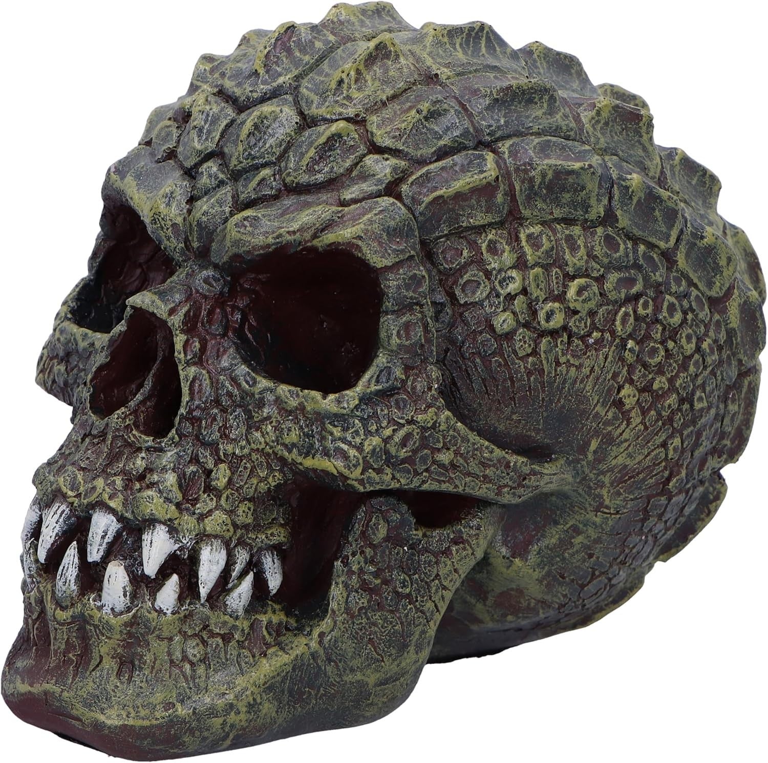 Reptile Skull Ornament • 13cm Resin Scaled Skull Decor • Gothic Fantasy Figurine