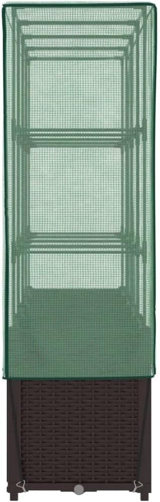 Raised Garden Bed Planter 160x40x53cm with Greenhouse Cover – Brown Rattan