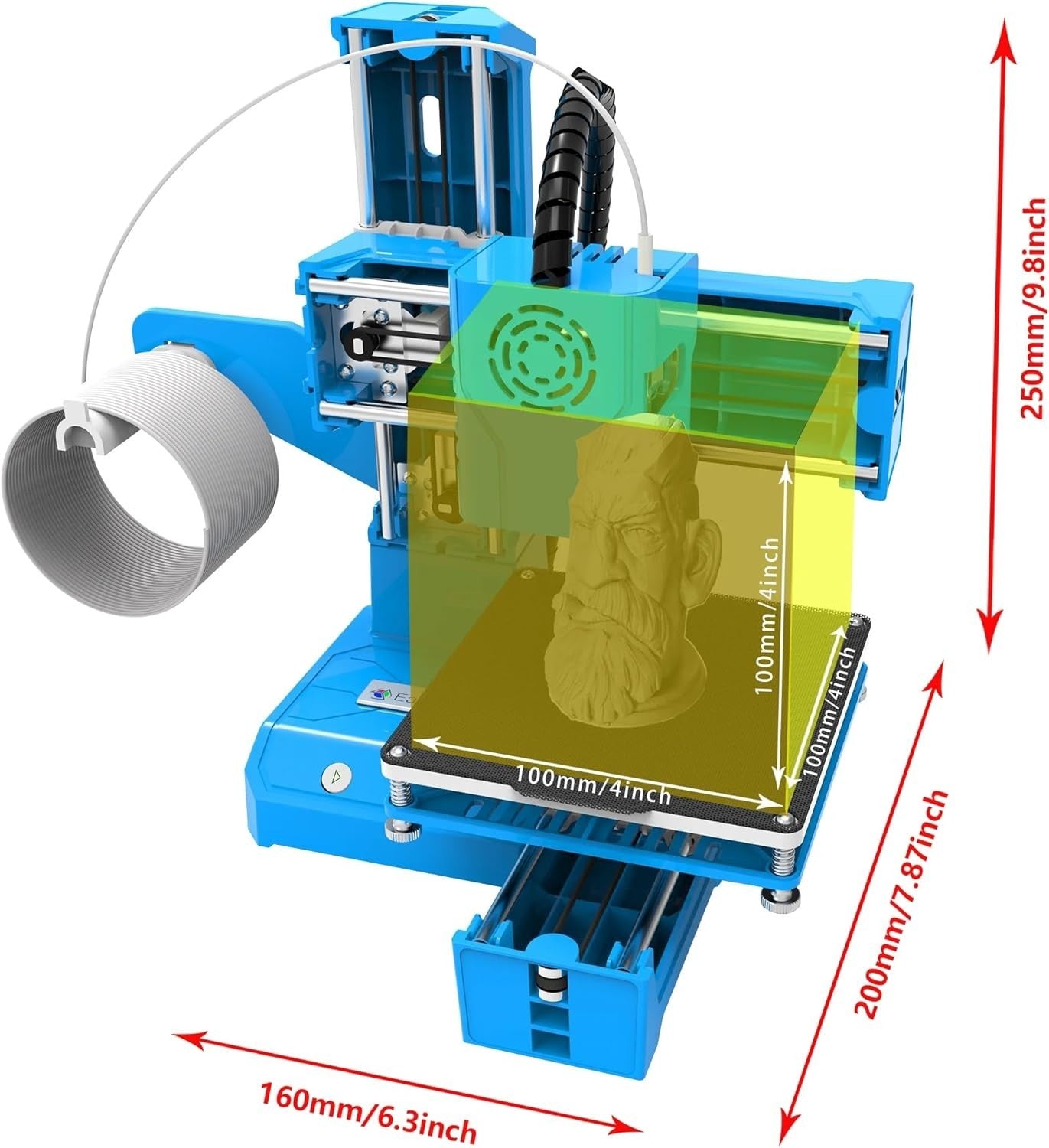 Mini 3D Printer 100mm Build One Key Print Quiet Compact CE Safe