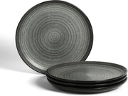 4pc Stoneware Dinner Plates Set Black Scratch Resistant Modern Dining