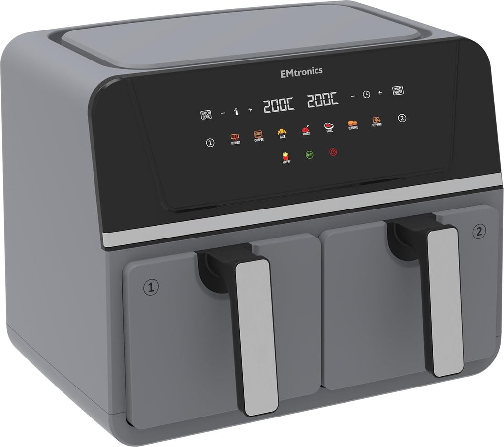 8L Dual Zone Air Fryer 2500W 8 Presets Match Cook Smart Finish 99min Timer