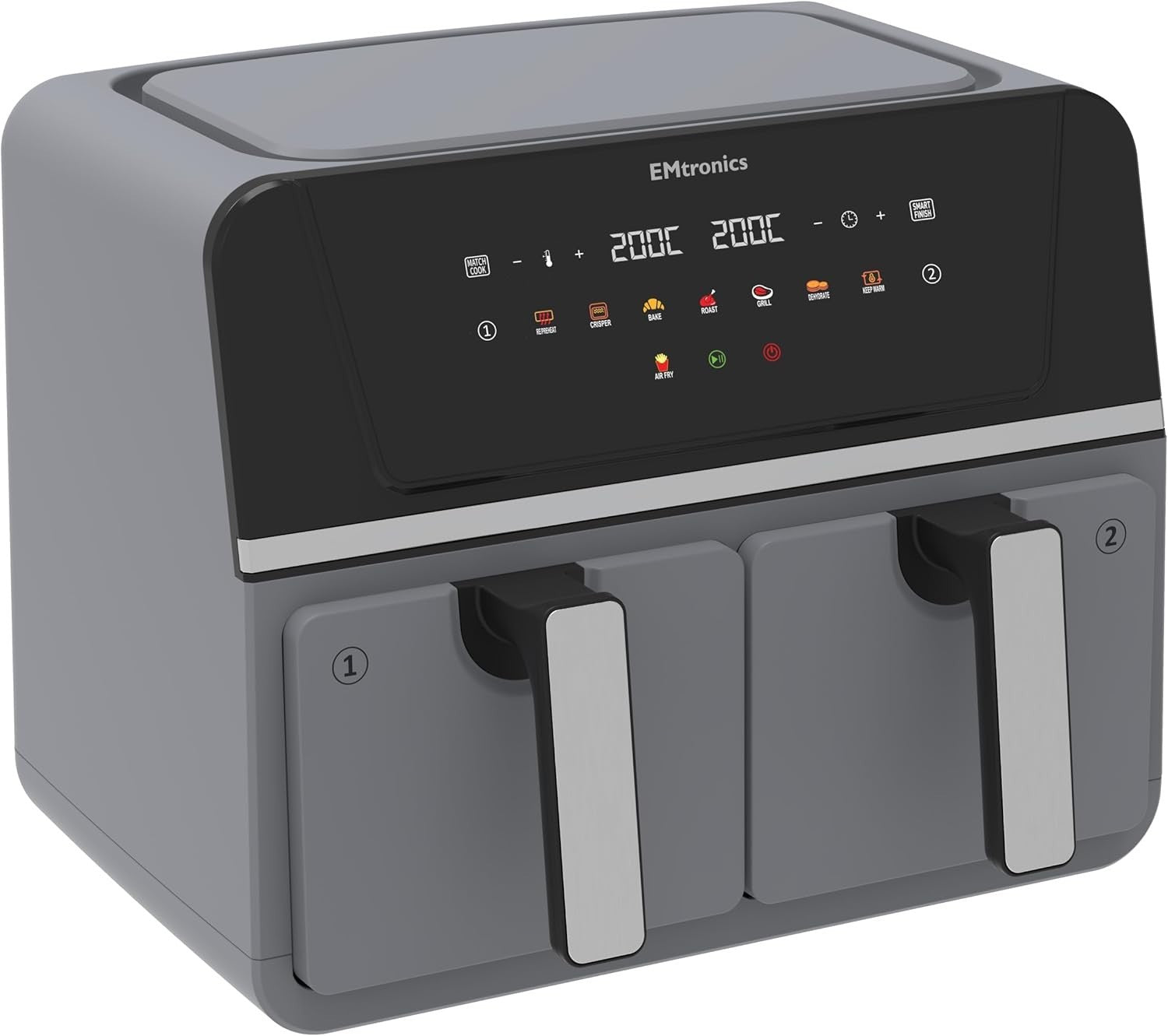 8L Dual Zone Air Fryer 2500W 8 Presets Match Cook Smart Finish 99min Timer