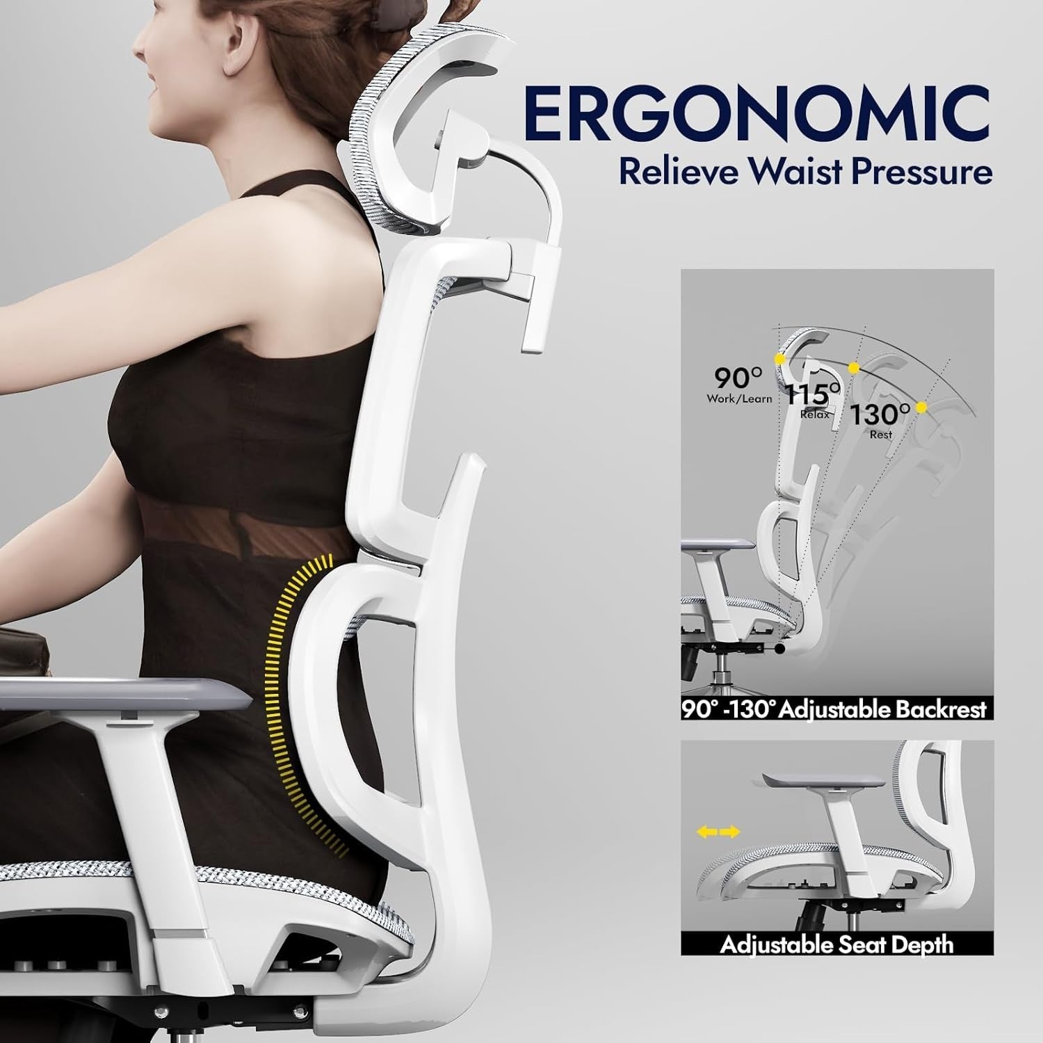 Oversized Ergonomic Office Chair Mesh Back Support Reclining Big Tall Desk Seat