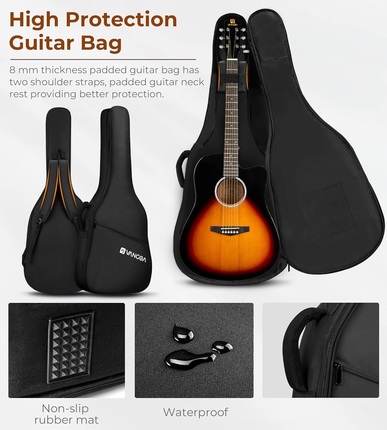 Full Size 41in Acoustic Guitar Cutaway Starter Kit Sunburst