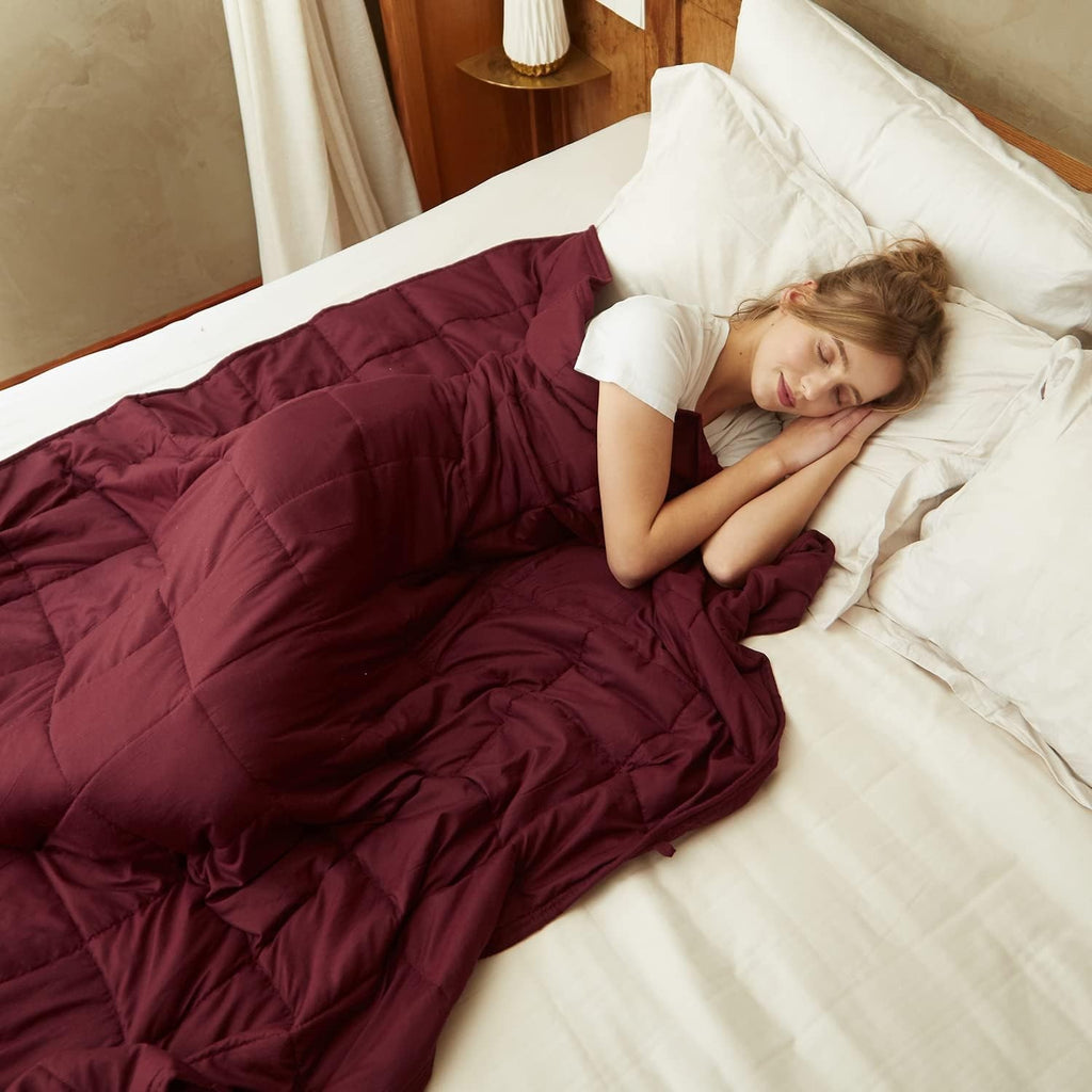 Burgundy Weighted Blanket 120x180cm 6.8kg for Insomnia & Stress Relief