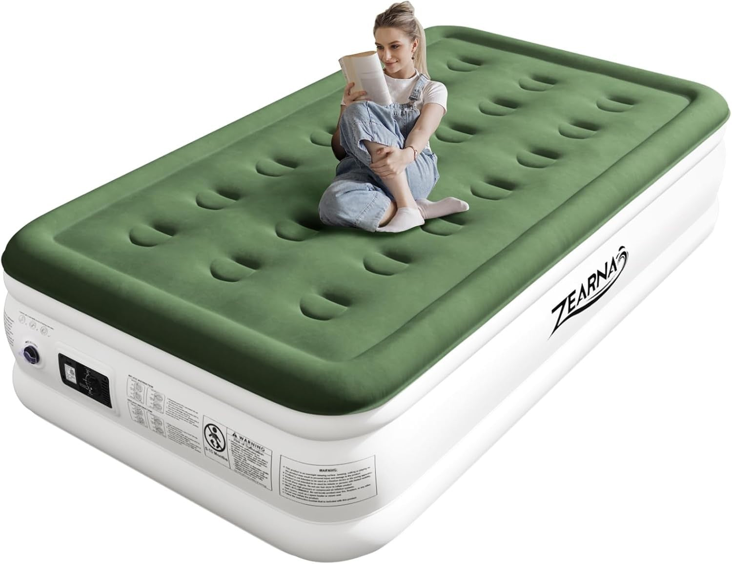 Single Inflatable Air Mattress with Built-In Pump, Quick Self-Inflating Bed