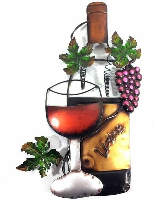 Metal Red Wine Wall Art Contemporary Kitchen Decor