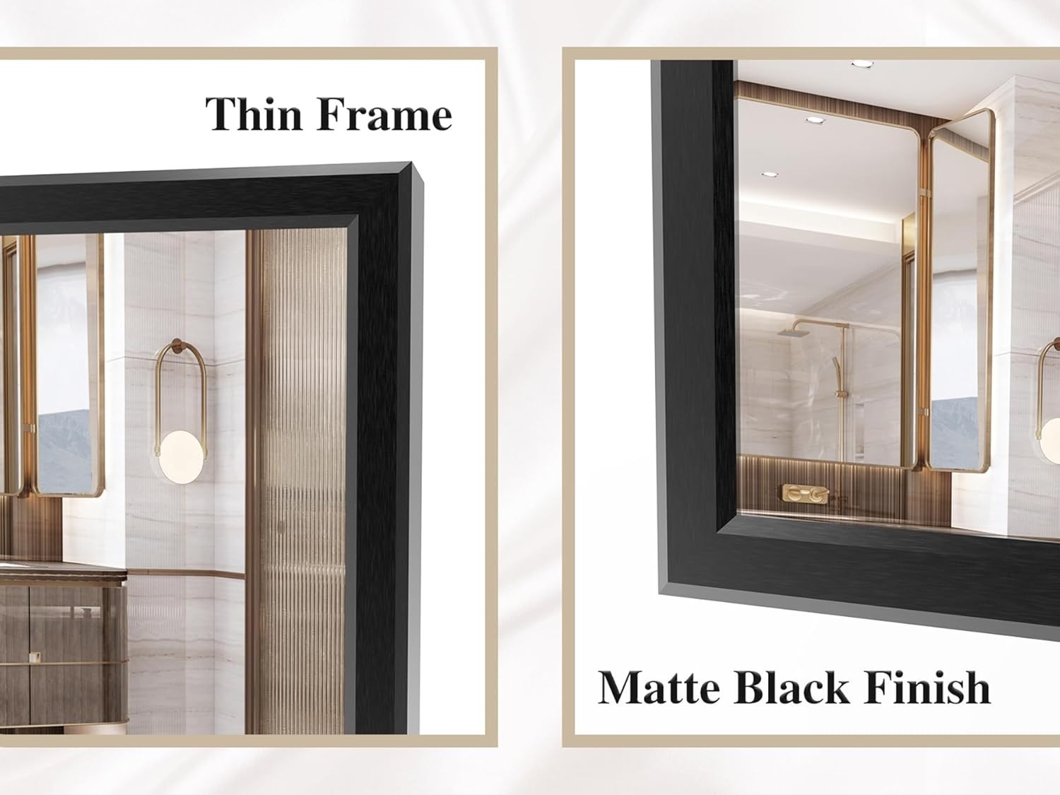 Wall Mirror 28x20in Black Frame | Modern Vanity Mirror for Bathroom & Bedroom
