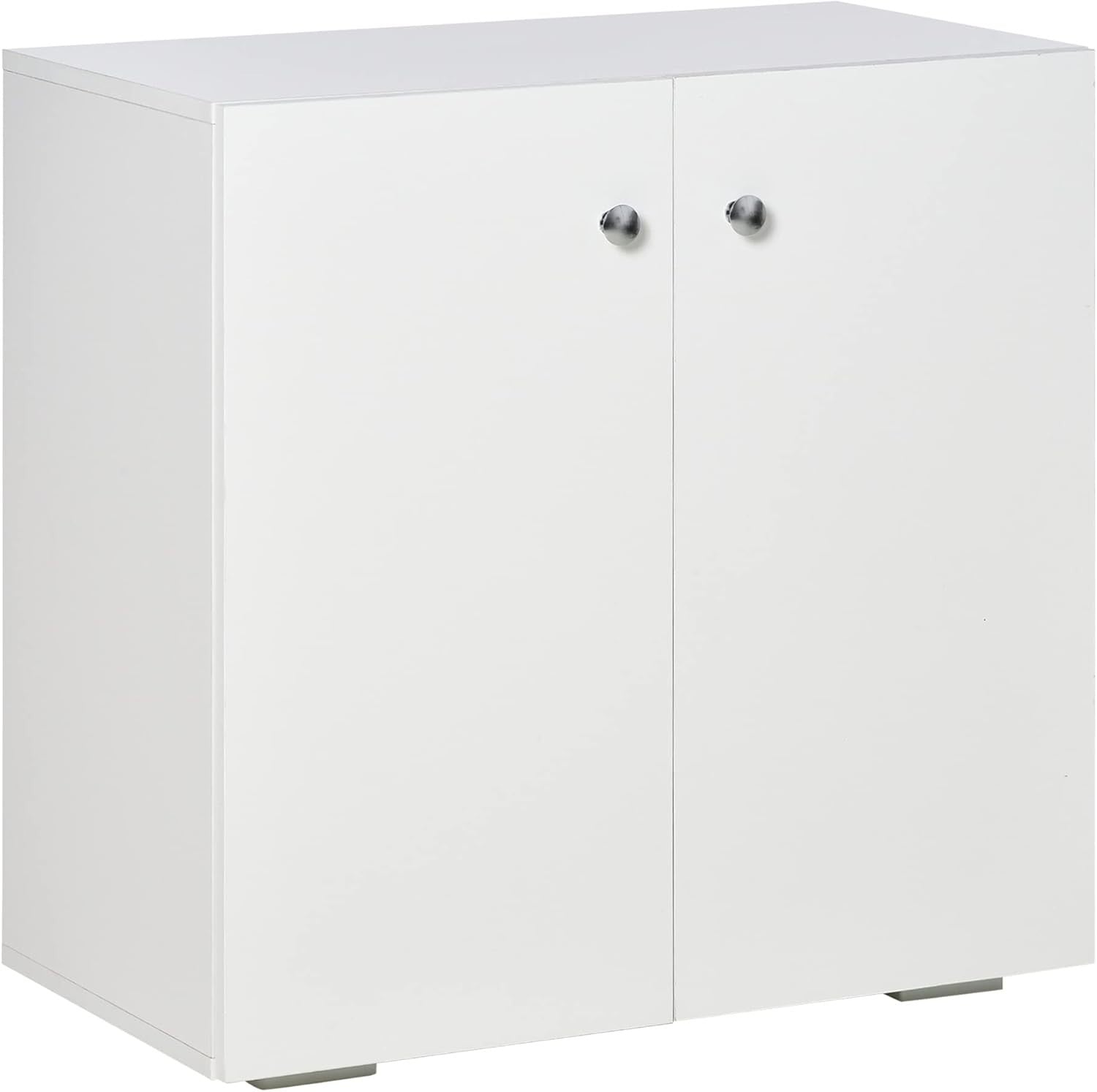Freestanding Storage Cabinet with 2 Shelves – Durable White Kitchen Cupboard