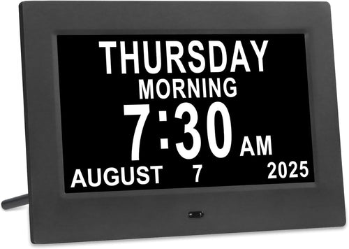Large Dementia Alarm Clock Big Display Day Date Time Auto Dim Elderly