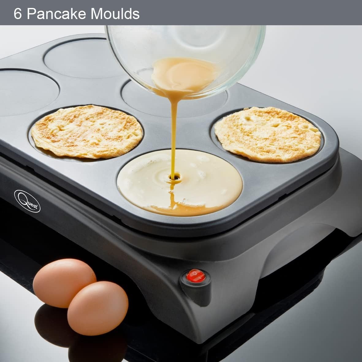 6-Mould Non-Stick Mini Pancake Maker & Tabletop Grill 1000W