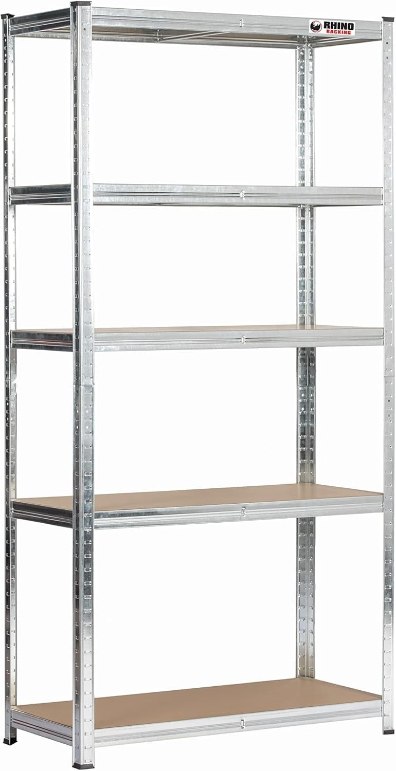 5-Tier Heavy-Duty Industrial Floor Shelf 180x90x40cm MDF + Galvanised Steel