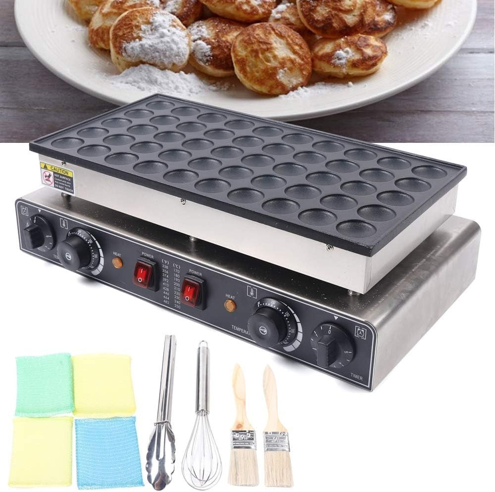 Electric Mini Dutch Pancake Maker 50PCS Non-Stick Waffle Iron 1700W Fast Heating