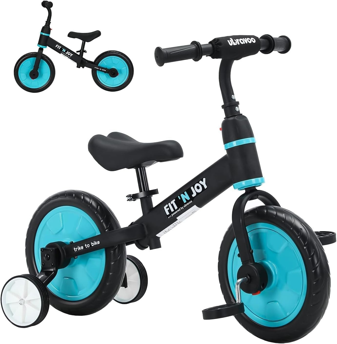 4 in 1 Kids Balance Bike Trike Pedal Bike Training Wheels Blue 2-5Y